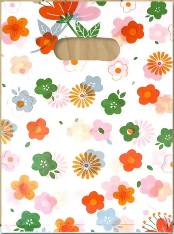 Colorful floral plastic gift bag in our stock collection