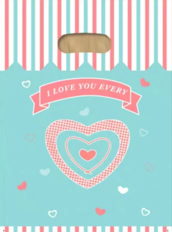 Mint heart & stripes gift bag — PPB-G013