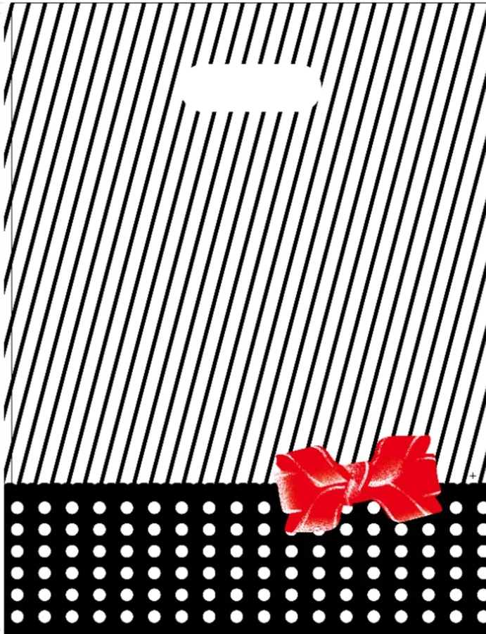 Stripes & red bow gift bag — PPB-G046